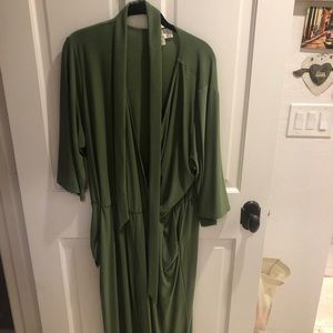 Long sleeve jumpsuit with fabric belt,